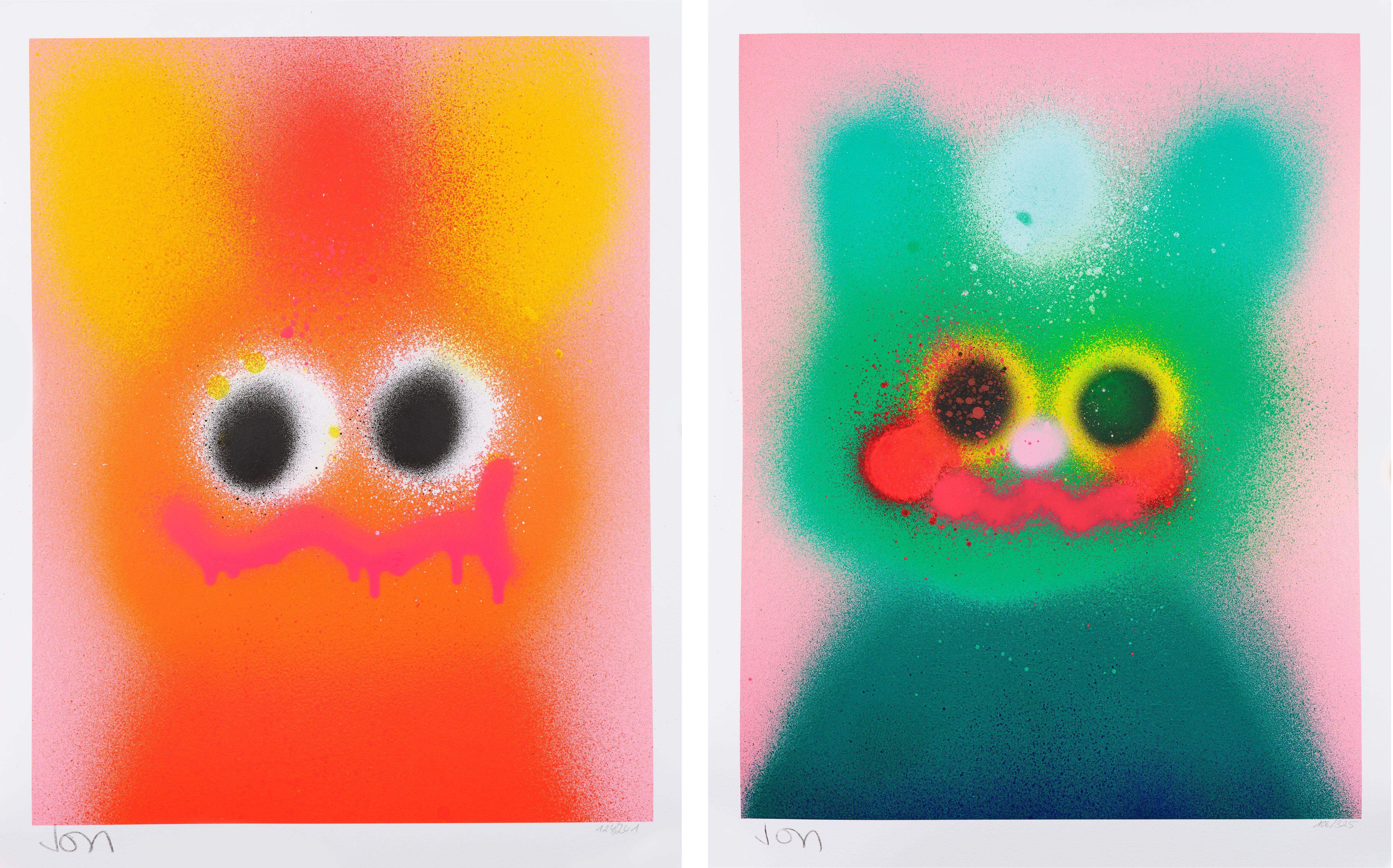 Jon Burgerman - Fire & Earth(Two Works)