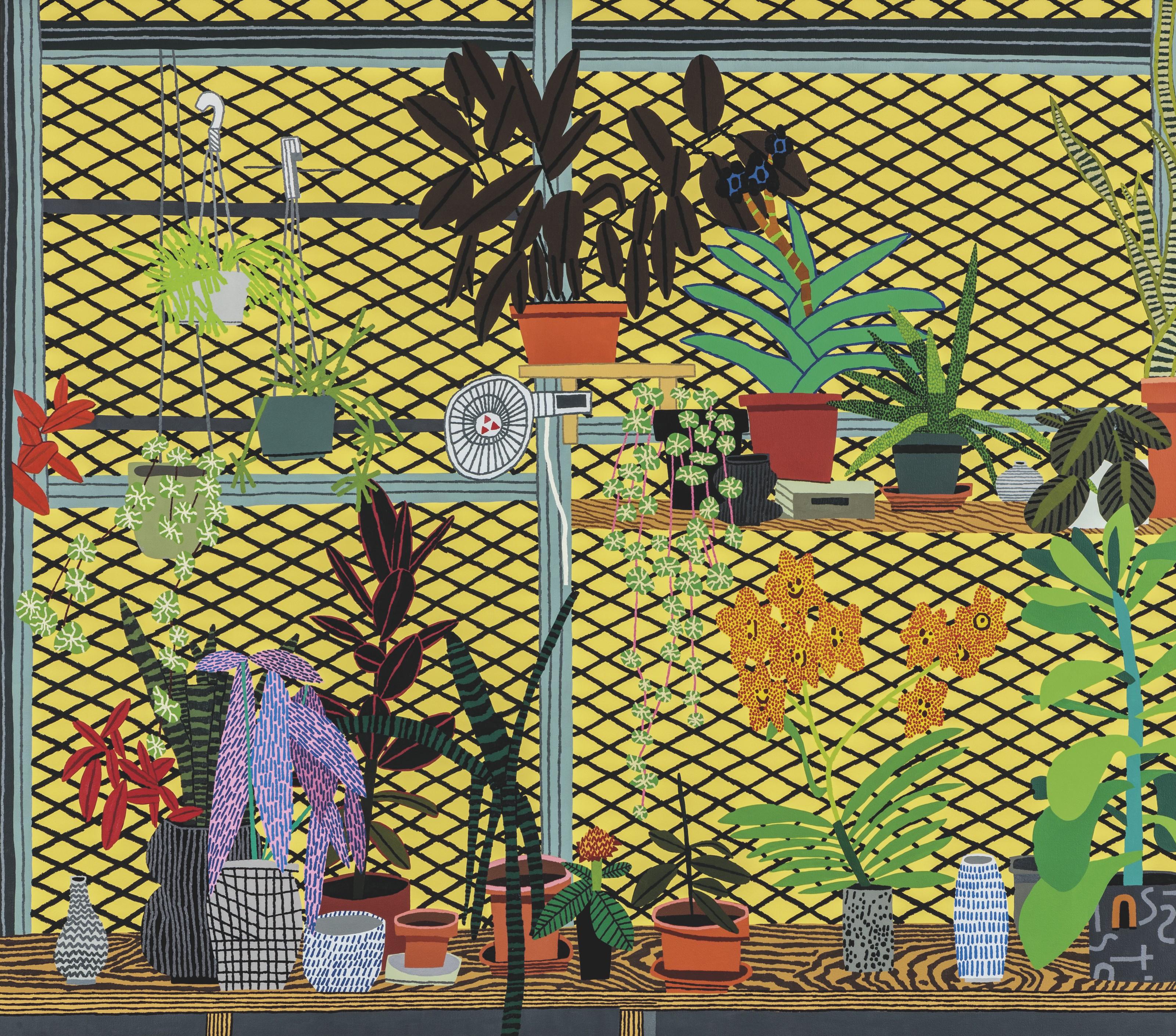 Jonas Wood - Yellow Still Life with Grating