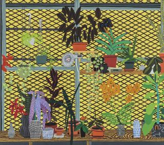 Jonas Wood - Yellow Still Life with Grating