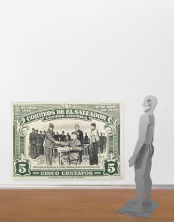 Jonathan Borofsky - 2,845,317 Green Tilted El Salvador Painting With Chattering Man