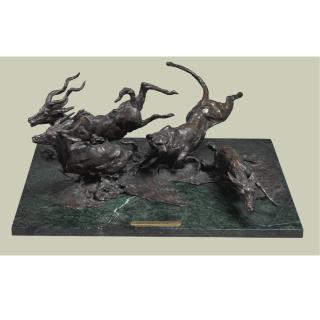 Jonathan Kenworthy - British Leopard And Three Lesser Kudus