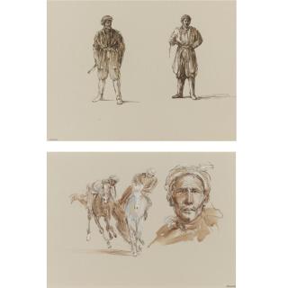 Jonathan Kenworthy - British Two Chapandaz And A Mongol Head With Two Riders Fighting For A Carcass (A Pair)