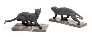 Jonathan Kenworthy - Leopard Skidding to a Halt; Leopard Turning and Snarling (a group of two)