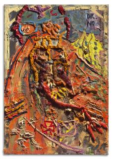 Jonathan Meese - Bacon, de Tomatus, der 1. englische Samurei, dabei sein gelblicher Freund