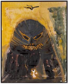 Jonathan Meese - Der Einzeller Sosirisahneeis mit Tiefseepimmelchen im Rucksack, bräunlich (Kokain XX)