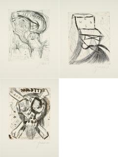 Jonathan Meese - Die Exe Schrympylei / Der Junker Toni, Ohni / Don Skeletti im Fettnapf mit 10 Zäpfchen.