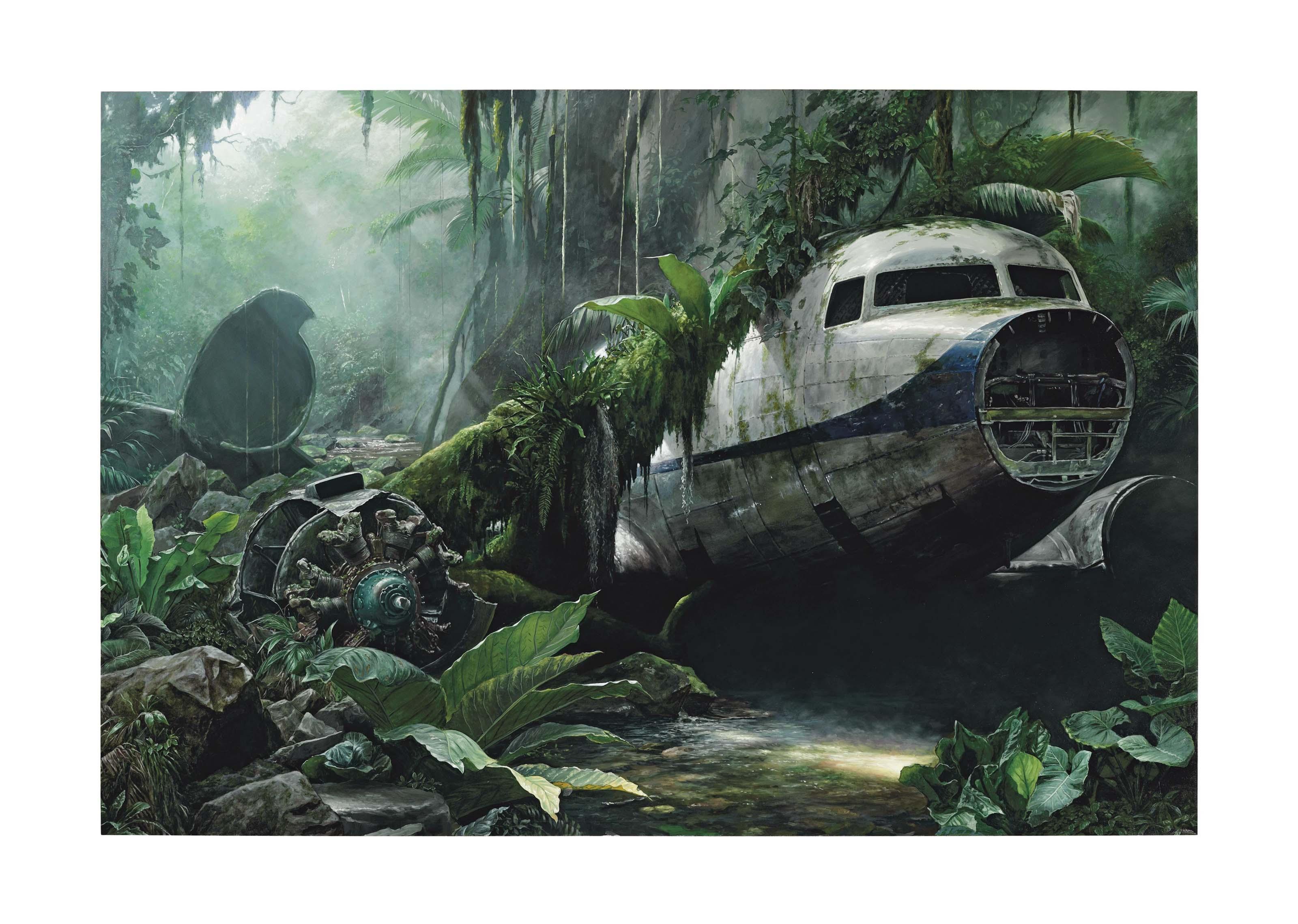 Jonathan Wateridge - Jungle Scene With Plane Wreck
