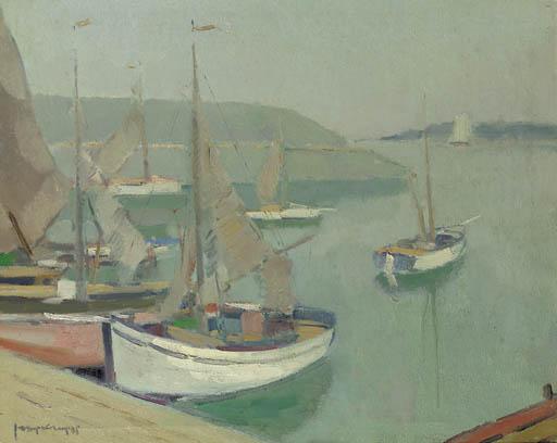 Joop Kropff - Sailing boats in a harbour