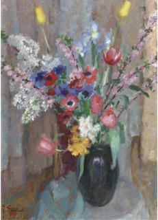 Joop Stierhout - A still life with flowers