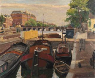 Joop Stierhout - A view of the Amstel with the Amstel Hotel beyond