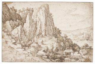 Joos De Momper The Younger - Recto: A Rocky Landscape With Mine-Workings; Verso: A Mountain Landscape