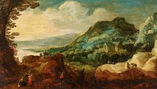 Joos de Momper - Weite Landschaft mit Wanderern