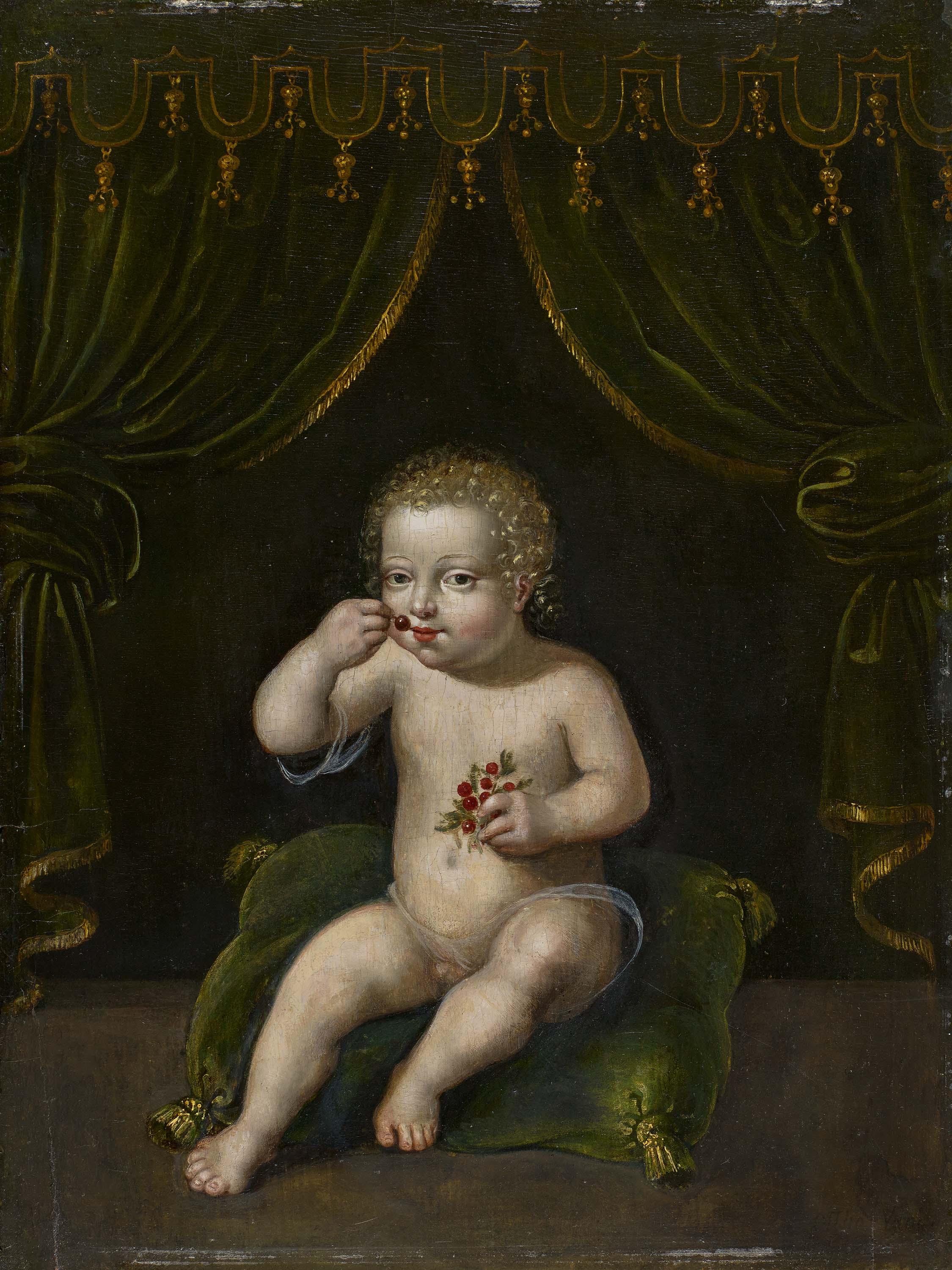 Joos van Cleve - Christusknabe mit Kirschen