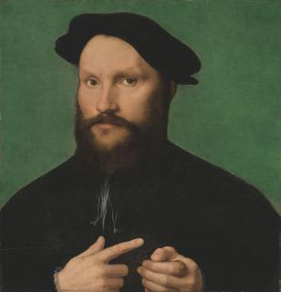 Joos Van Cleve - Portrait of a bearded man, bust-length
