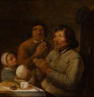 Joos Van Craesbeeck - An Interior With A Peasant Family Praying 