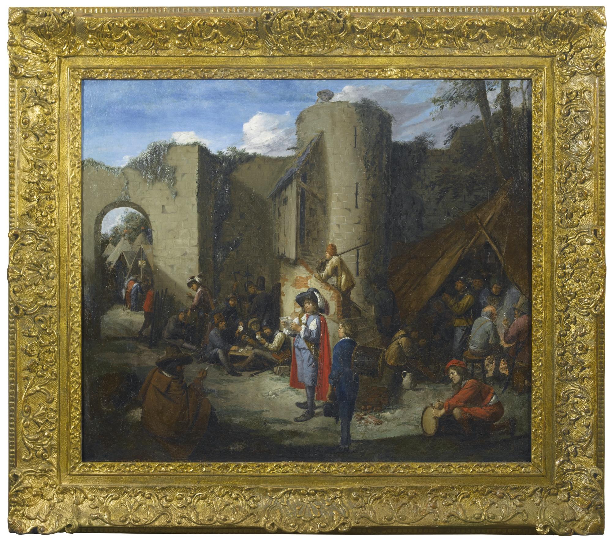 Joos Van Craesbeeck - An Officer Reading A Letter In A Military Encampment Beside The Walls Of A Castle