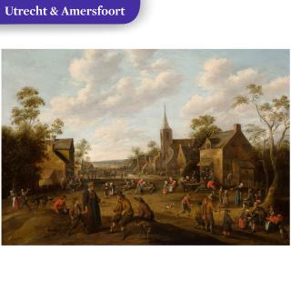 Joost Cornelisz. Droochsloot - A village scene with a woman distributing alms