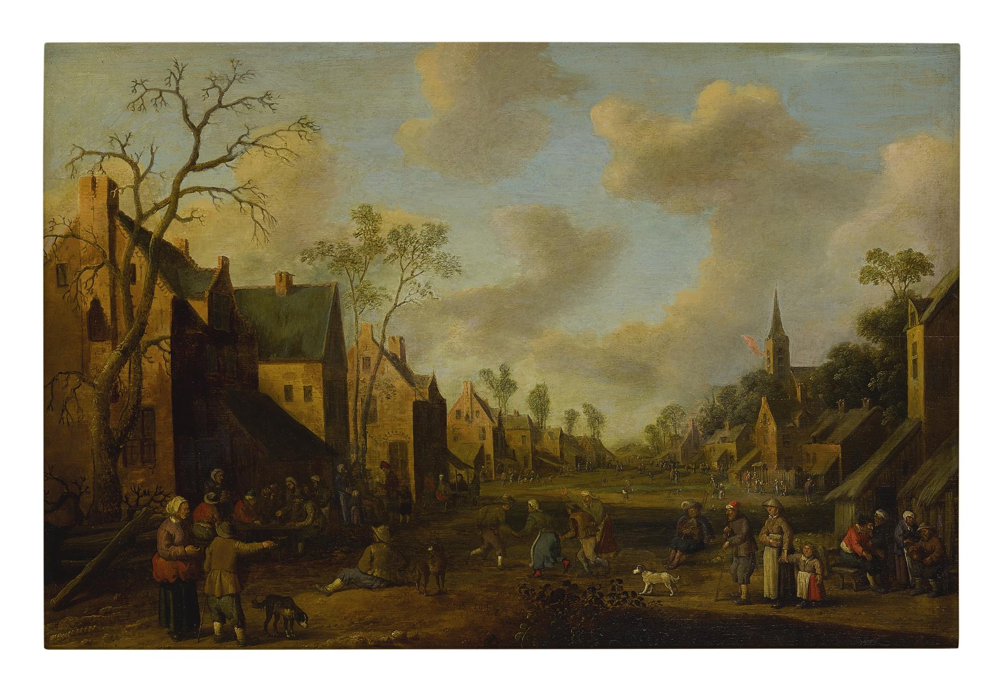 Joost Cornelisz. Droochsloot - A Village Scene With Peasants Merrymaking