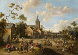 Joost Cornelisz. Droochsloot - Dorfstraße mit reicher Figurenstaffage