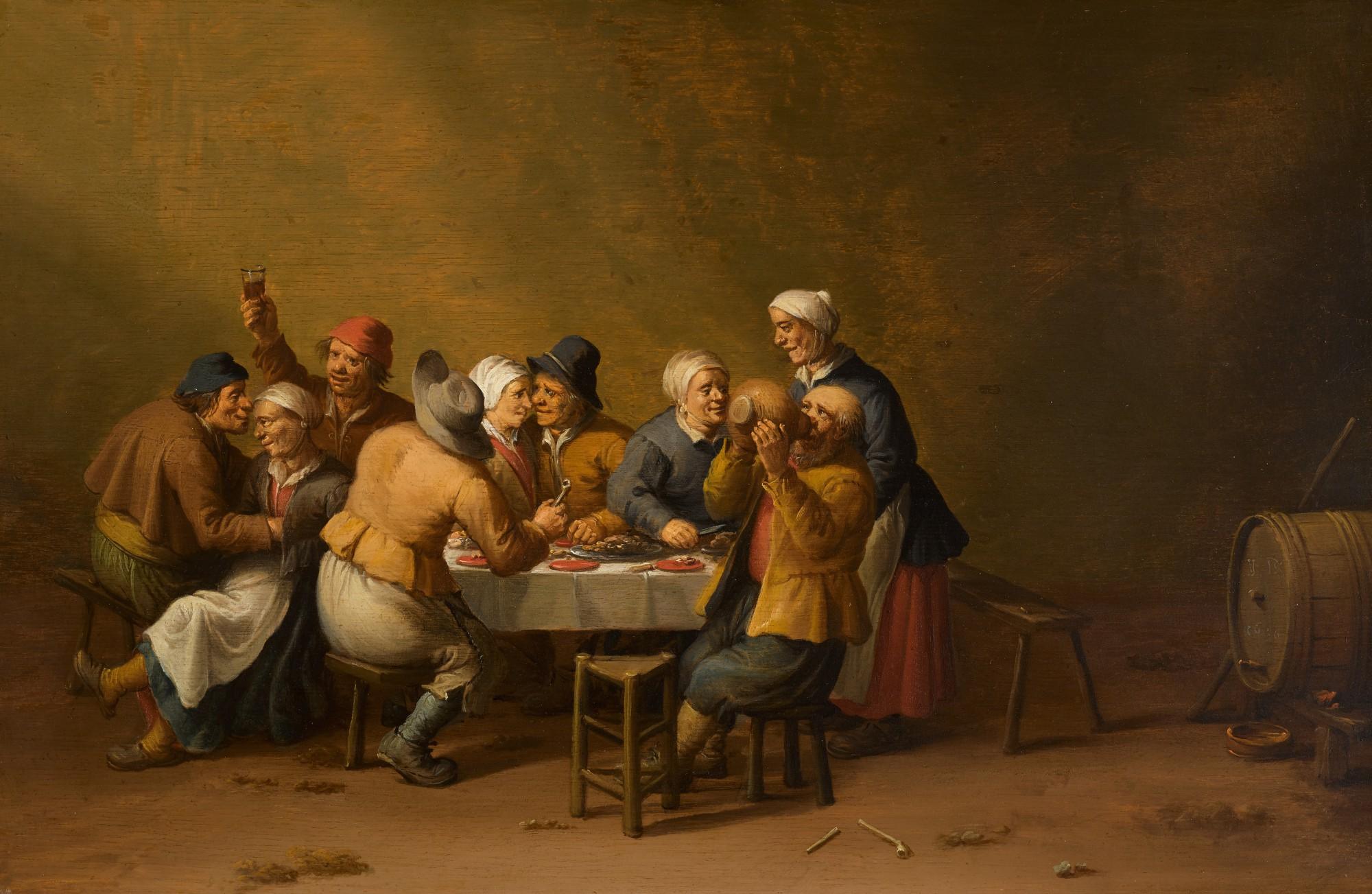 Joost Cornelisz. Droochsloot - Interior with merry peasants around a table