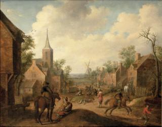 Joost Cornelisz. Droochsloot - Soldiers plundering a village