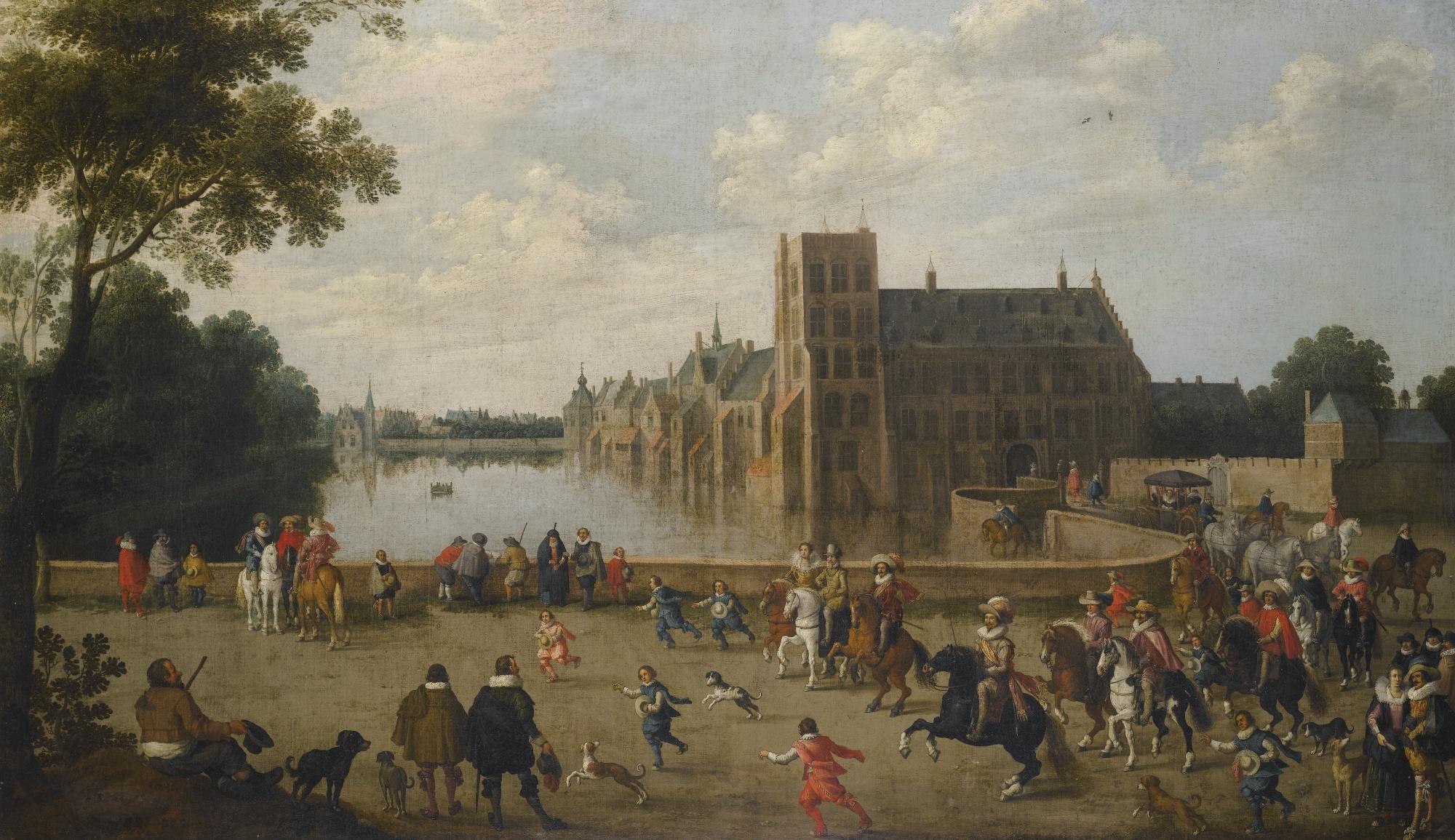 Joost Cornelisz. Droochsloot - The Princes Of Orange Leaving The Buitenhof And Passing The Western Side Of The Hofvijver In The Hague.