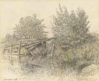 Jopie Huisman - Trees by a ditch on a sunny day