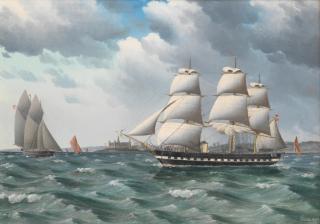 Jorgen Dahl - A Danish steam frigate outside Kronborg castle
