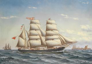 Jorgen Dahl - The barque Captain Dan off Trekroner Fort, Copenhagen
