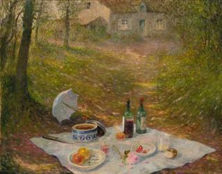 Jos Pauwels - A picnic in the woods; and A sunlit breakfast room