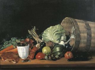 José Agustín Arrieta - Naturaleza muerta con cesto y verduras