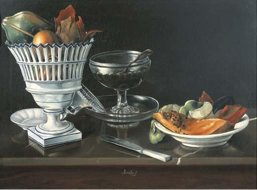 José Agustín Arrieta - Naturaleza muerta con papaya y limón