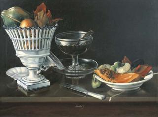 José Agustín Arrieta - Naturaleza muerta con papaya y limón