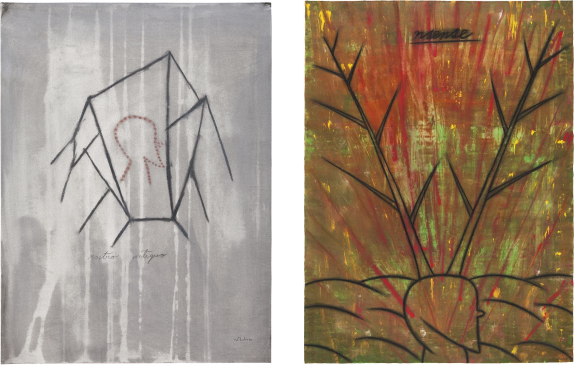 José Bedia - Rostro Antiquo And N Sense (Two Works)