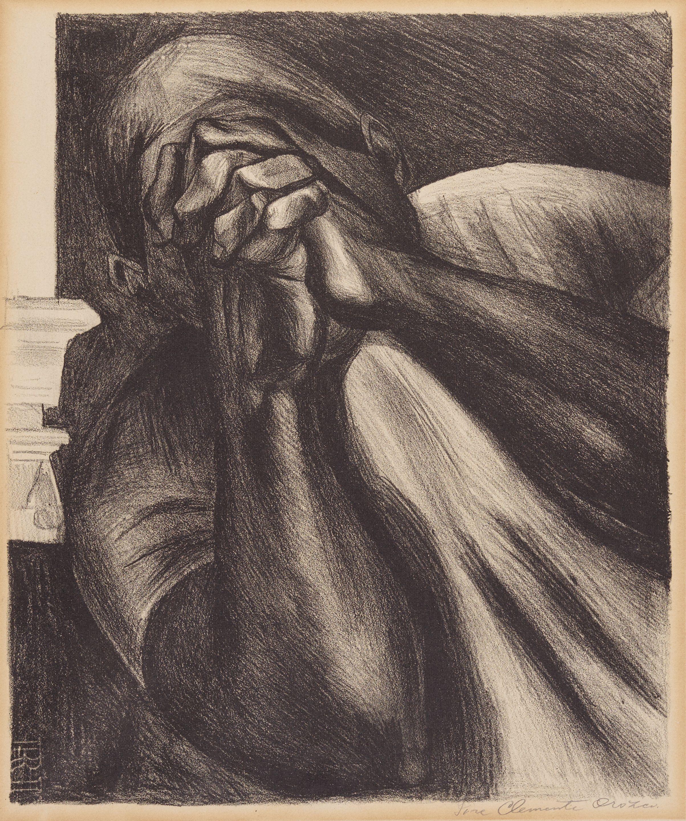 José Clemente Orozco - Hombre con manos sobre la cara (Grief)