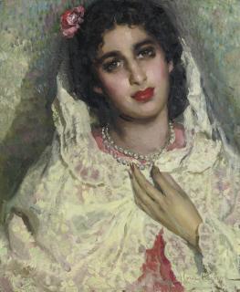 José Cruz Herrera - Portrait Of A Spanish Beauty