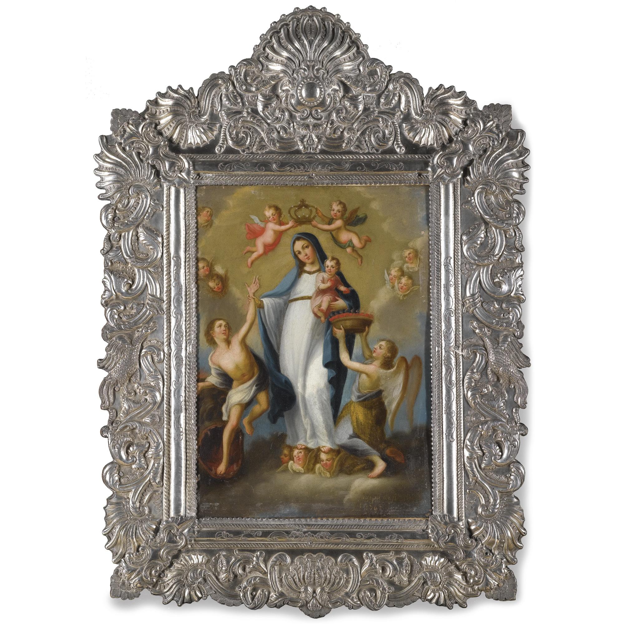 José De Alcibar - The Madonna And Child Surrounded By Angels
