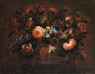 José De Arellano - Baskets of flowers on table-tops (2)