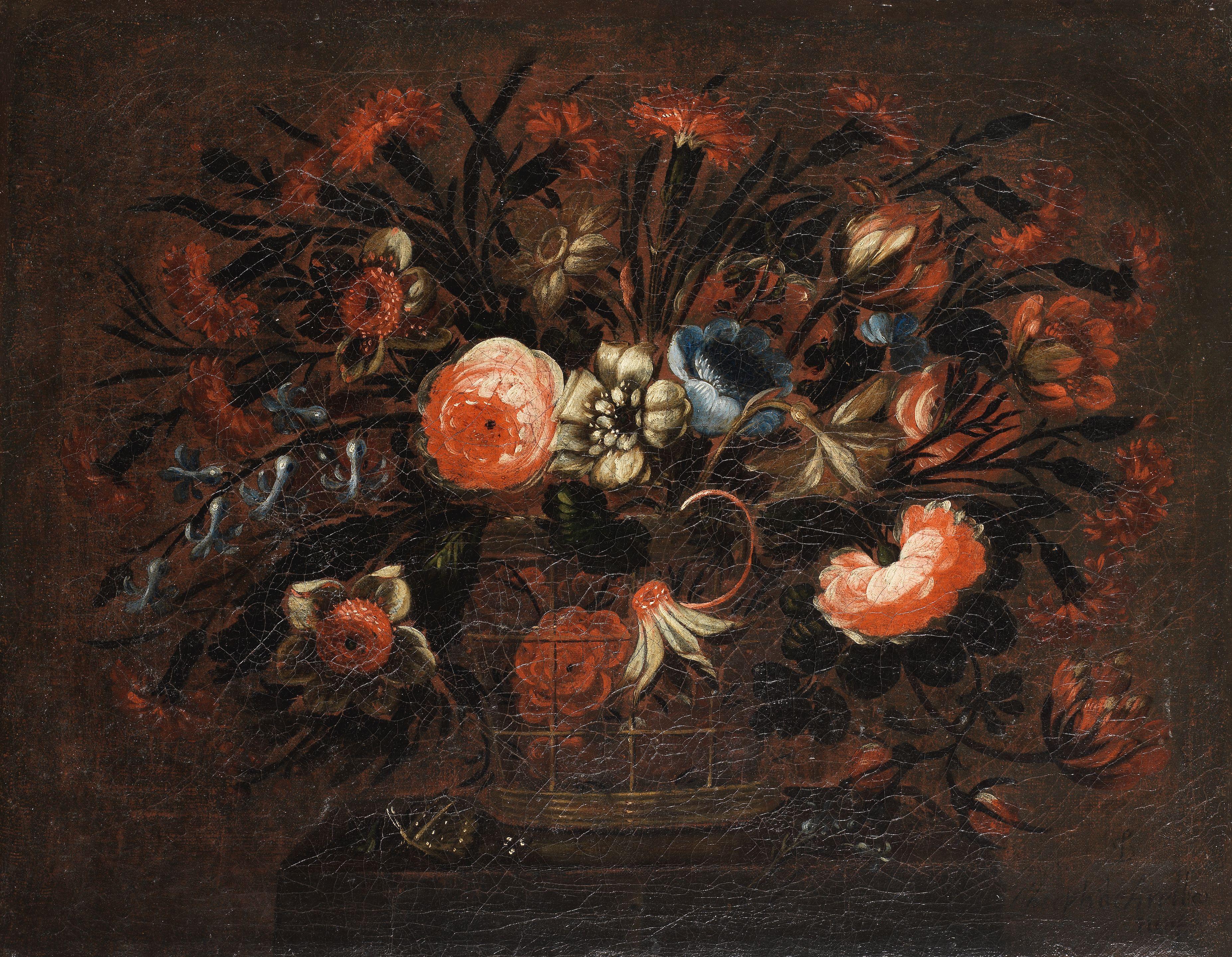 José De Arellano - Baskets of flowers on table-tops (2)