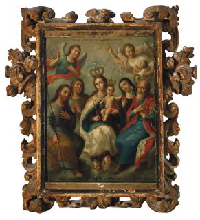 José De Paez - Virgen Coronada Con El Niño Jesús, Arcángeles San Miguel, San Rafael Y La Sagrada Familia Con Santa Ana, San Joaquín Y Santa Teresa De Jesús 