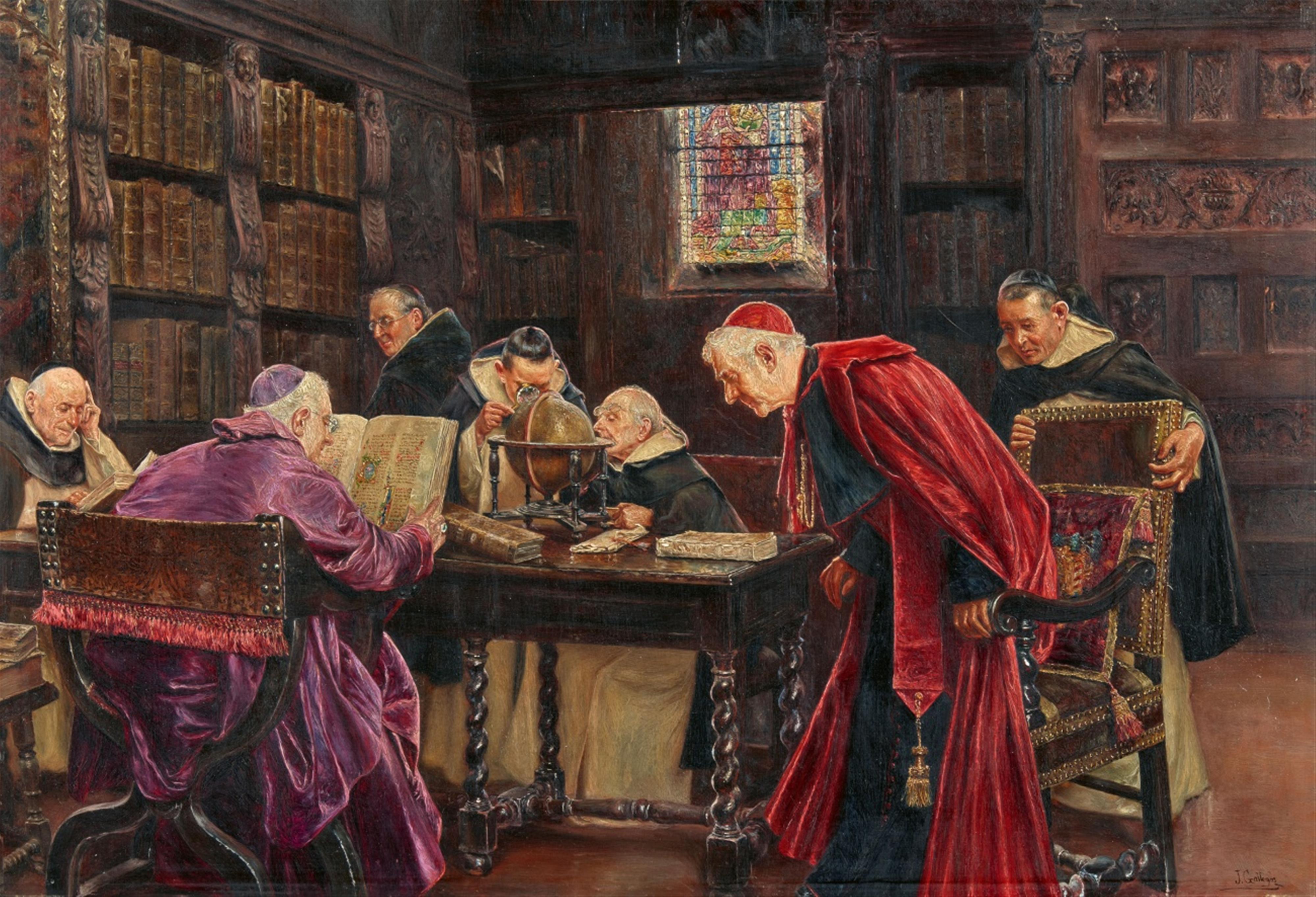 José Gallegos Y Arnosa - Geistliche in der Bibliothek