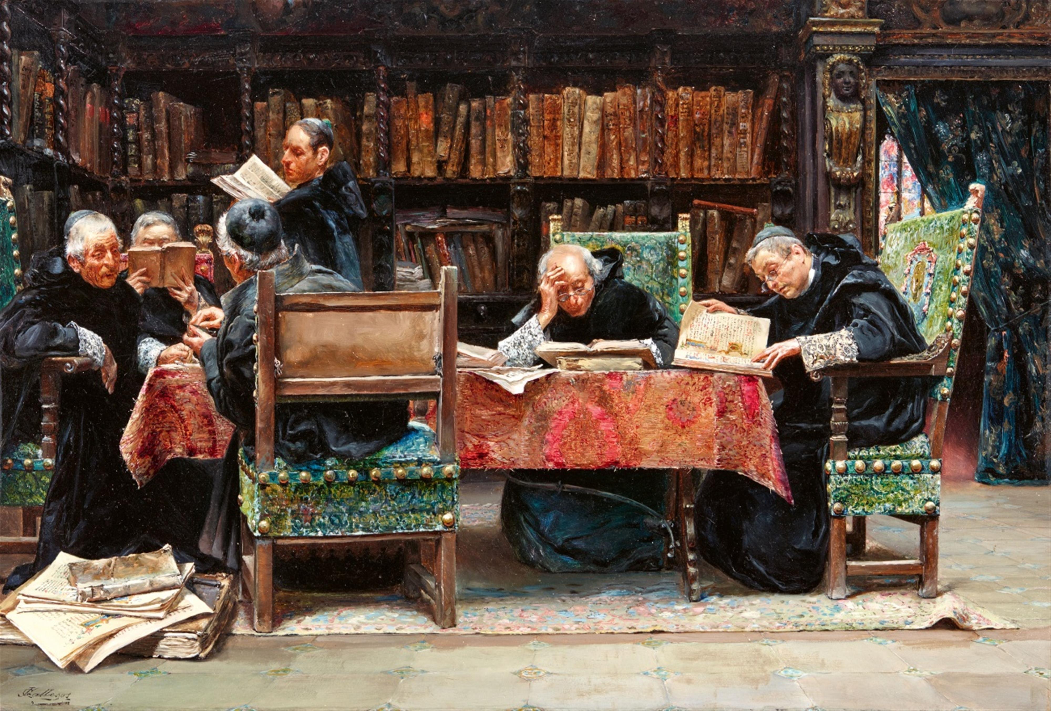 José Gallegos Y Arnosa - In der Bibliothek