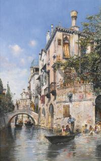 José Gallegos Y Arnosa - Spanish gondolas On A Canal, Venice