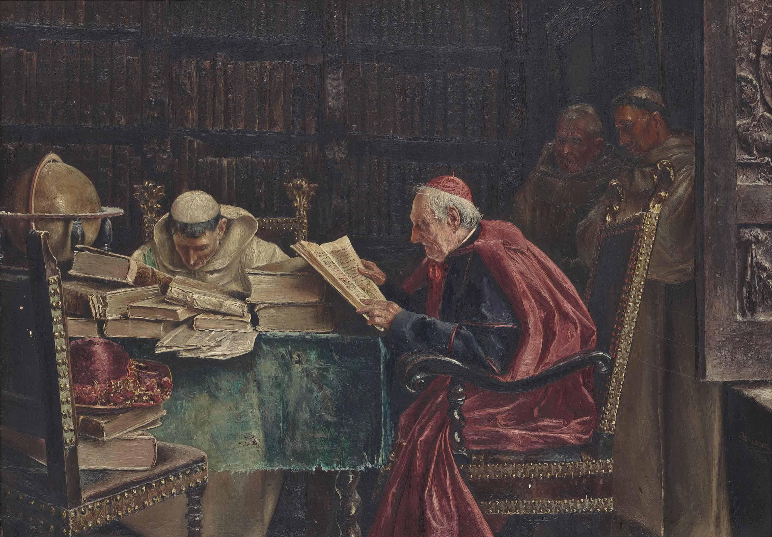 José Gallegos Y Arnosa - The Cardinal\'S Visit To The Library