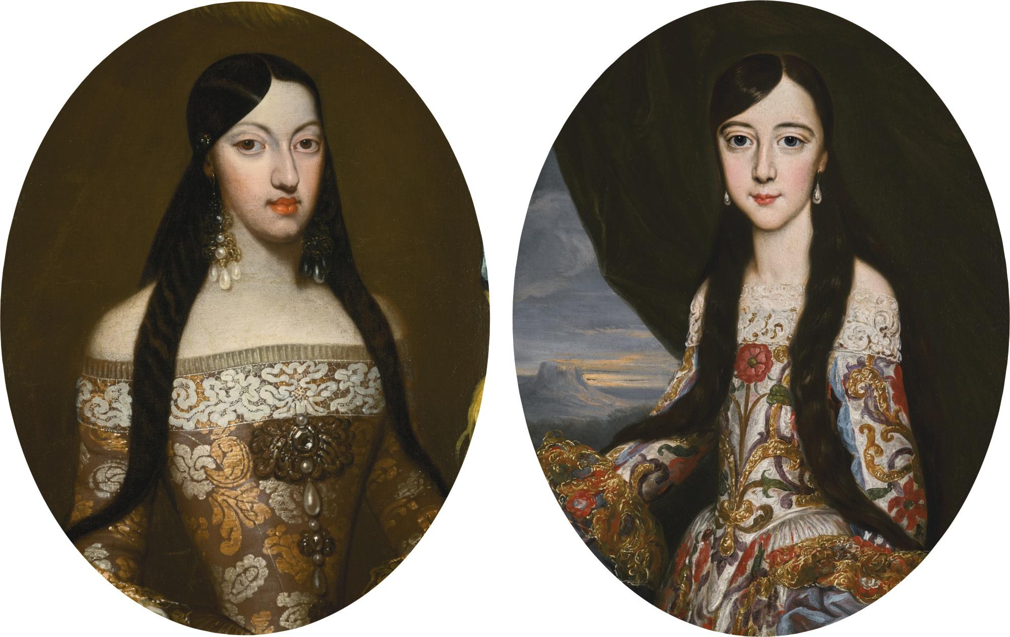 José García Hidalgo - Portraits Of The Daughters Of Philippe I, Duke Of Orléans: María Luisa De Orléans, Queen Of Spain (1662–89); Anne Marie D\'Orléans, Queen Of Sardinia (1669–1728)