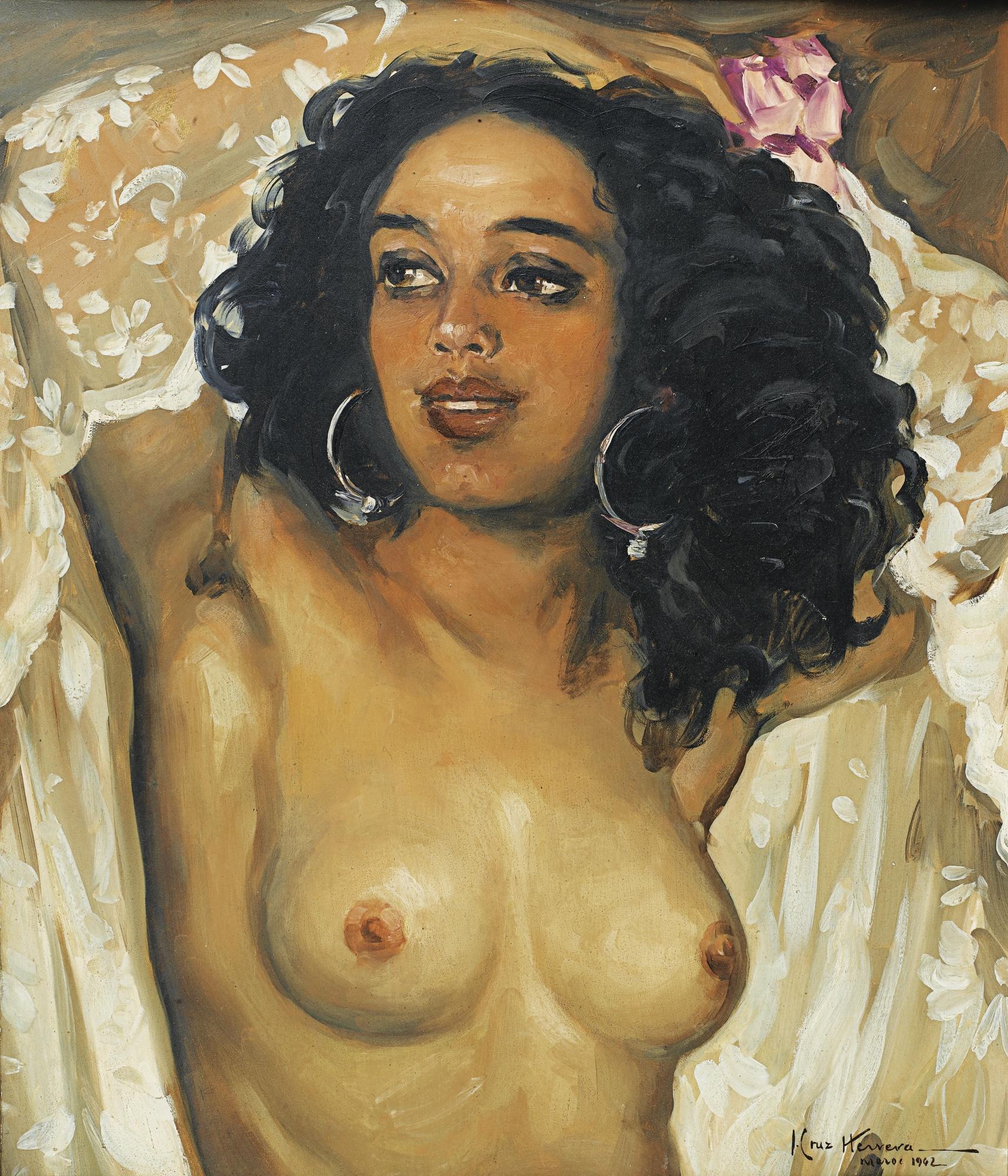 Jose-Herrerilla Cruz Herrera - Beauté Marocainejose-Herrerilla Cruz Herrera ; Moroccan Beauty ; Signed, Located And Dated Lower Right Maroc 1942 ; Oil On Carboard