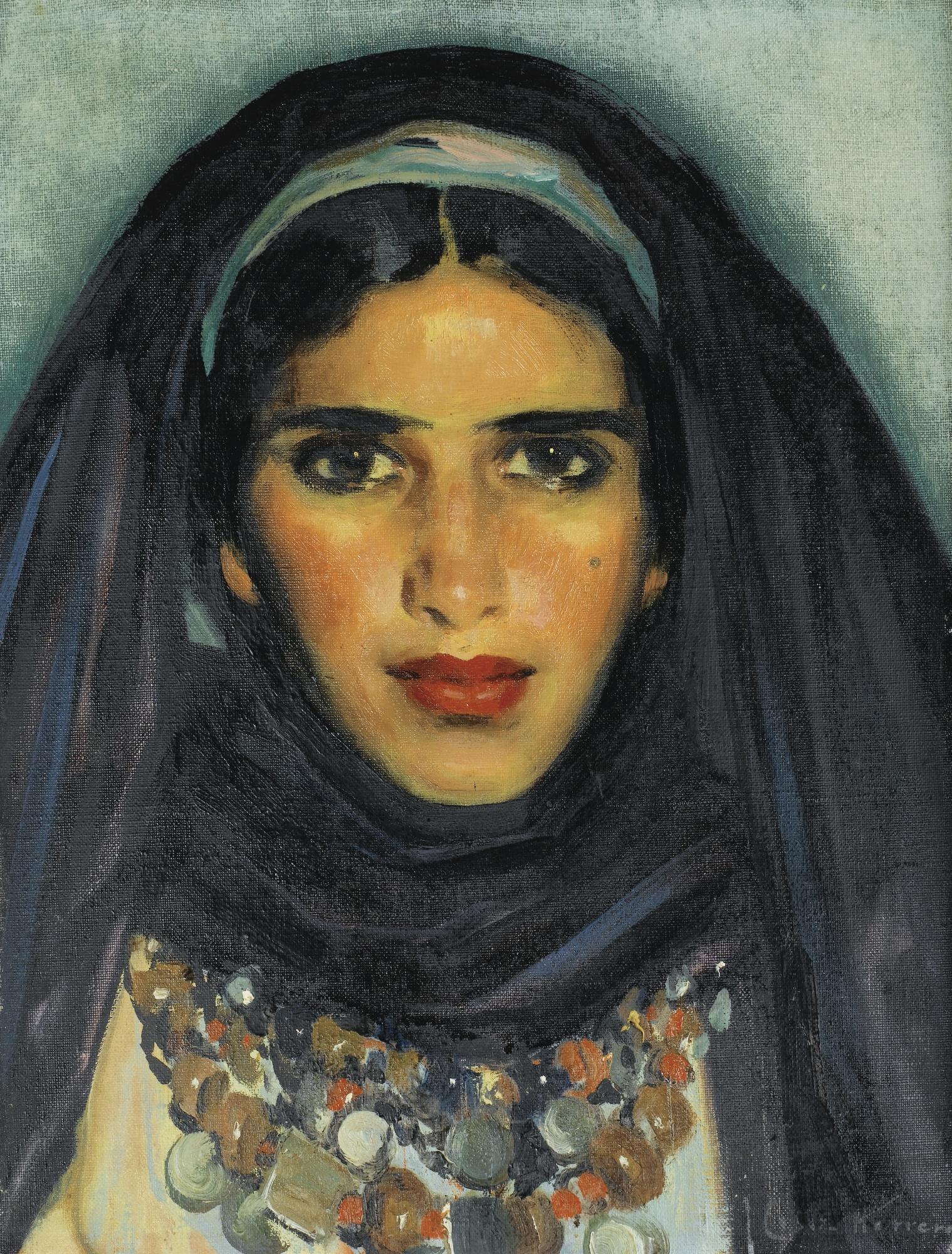 Jose-Herrerilla Cruz Herrera - Portrait De Jeune Marocainejose-Herrerilla Cruz Herrera ; Portrait Of A Young Moroccan Girl ; Signed Lower Right ; Oil On Canvas