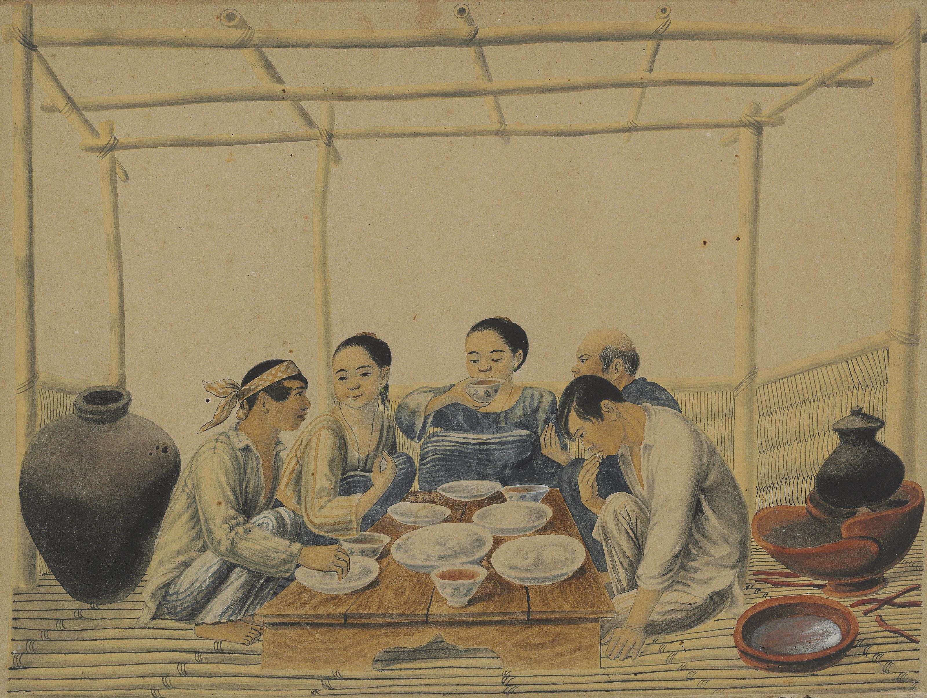 José Honorato Lozano - A Filipino family eating in a carinderia