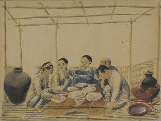 José Honorato Lozano - A Filipino family eating in a carinderia
