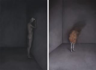 Jose Legaspi - Man Peeking at a Hole; & Person on Fire